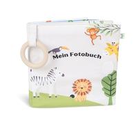 Album fotografico per bambini, in cotone biologico, con massaggiagengive e ciondolo come libro dei ricordi, per bambini a partire da 0 mesi, regalo per nascita e per abituarsi per ragazzi e ragazze