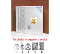 Album fotografico per Comunione 32x32 foto 50 fogli targa argento Anais W