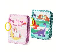 Album fotografico per il mio primo bambino, riempitivi per calze di Natale, souvenir di crescita del bambino a tema dinosauro, album fotografico in stoffa morbida per famiglia e amici con specchio, al