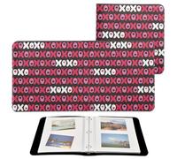 Album fotografico per San Valentino, a righe, cuori, color pesca, con pagine autoadesive, album per foto di famiglia, 10 x 15 cm