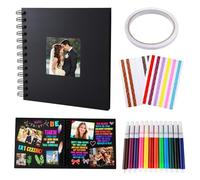Album fotografico per scrapbooking, 17 x 17 cm, 40 pagine, con copertina rigida in carta, con 12 penne ad acquerello e 204 adesivi ad angolo, libro dei ricordi per matrimoni, viaggi, foto di famiglia