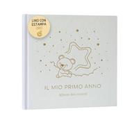 Album Nascita Bambino e Bambina per Il Mio Primo Anno Copertina In Lino e 75 Pagine + Adesivi | Diario Neonato Ideale per Regali Nascita Bimba/o e Regali Baby Shower | Album Fotografico Neonato