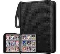 Album per Carte Collezionabili, Raccoglitore per Carte in PU, Collezionista di Carte Portatile per Esposizione e Organizzazione di Carte Sport Star/Pokemon/Carte da Gioco (Nero Carbone, 9 Tasche)