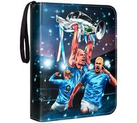 Album per Carte da Calcio, Album per Carte Collezionabili di Allenatori, porta Carte per Calcio, Raccoglitore Compatibile, Capacità 400 Carte, Azzurro