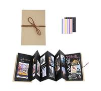 Album per Foto da Incollare - Album Fotografico a Fisarmonica con Copertina Rigida, 34 Pagine Nere, Perfetto per Laurea, Compleanno, Anniversario e Regalo di Matrimonio