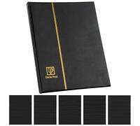 Album per francobolli con 120 tasche - Porta francobolli in pelle di dimensioni miste Libro portaoggetti per valuta Banconote Carta piegante Banconote Collezione di documenti AS03MX1BK