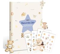 Album per neonati e diario per bambini, 28,5 x 21 cm, libro dei ricordi con illustrazioni di orsacchiotto, regalo per nascita e battesimo
