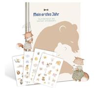 Album per neonati Il mio primo anno - diario e libro dei ricordi per bambini, con incantevoli dettagli di volpe, 28,5 x 21 cm, per nascita, battesimo e baby shower