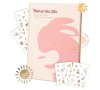 Album per neonati Il mio primo anno - Diario per bambini e libro dei ricordi in stile soleggiato, 28,5 x 21 cm, idea regalo per nascita e battesimo