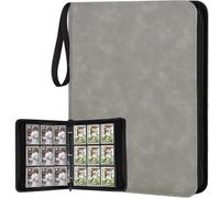 Album per Pokémon carte, 50 pagine 900 tasche portatile impermeabile con superficie in poliuretano chiusura lampo maniglia porta carte e organizer (Grigio)