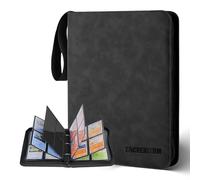 Album porta carte con 400 tasche e 50 custodie estraibili per raccoglitori Pokemon, raccoglitore per carte Yugioh, cartella MTG (nero, 4)