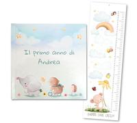 Album primo anno bambino, Libro nascita con copertina personalizzabile, Album dei ricordi, Album primo anno del bambino da compilare, Diario bebè da compilare (Italiano)