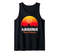 Albuquerque New Mexico State USA Retro Sunset City Skyline Canotta