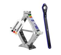 alca Cric a forbice con cricchetto, capacità di carico 1,5t, regolabile in altezza 100-350 mm, TÜV & GS, sella girevole, utilizzabile con bussola, stabile fino a -50 °C, in acciaio, argento