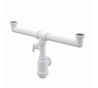 Alcaplast A448P Doppio sifone per lavello, Bianco
