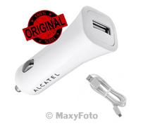 ALCATEL CARICABATTERIE ORIGINALE AUTO USB CC40 + CAVO MICROUSB WHITE 78EC2BA