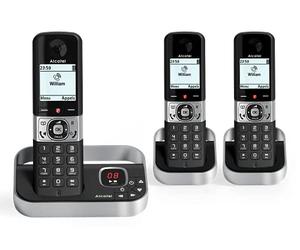 ALCATEL F890 Voice Trio - Telefono Fisso Senza Fili DECT Con Risponditore - Schermo Grafico ad Alta Risoluzione - Mani Libere - Blocco Chiamate - Suoneria VIP - Risponditore 50 Min - 3 Combinate -
