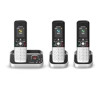 ALCATEL FX990 Voice Trio - Telefono cordless DECT con segreteria telefonica 50 minuti - Schermo grafico a colori - Vivavoce - Blocco delle chiamate - Suonerie VIP - 3 portatili - Nero/Grigio