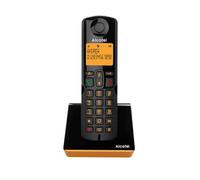 ALCATEL S280 - Telefono Fisso Cordless DECT - Design Compatto - Grande Display Retroilluminato - Vivavoce - Funzione Blocco Chiamate - Rubrica da 50 Contatti - Nero/Arancione