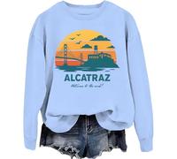 Alcatraz Felpa, Welcome To The Rock, camicia a maniche lunghe, Blu Carolina, S