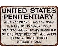 Alcatraz Prison Vintage Look Riproduzione Alluminio Esterno Cortile Decorazione Cartello 20,3 x 30,5 cm