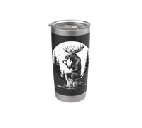 Alce Bere Caffè Schizzo Foresta Rustico Alaska Bicchiere termico in acciaio inox doppia parete