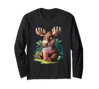 Alce Boba Tea Uomo Donna Kawaii Bubble Tea Moose Maglia a Manica