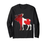Alce Canada Bandiera Canadese Orgoglio Maple Leaf Love Canada Maglia a Manica