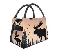 Alce Mountain Pine Tree Borsa per il pranzo per donne e uomini, riutilizzabile, borsa termica per il pranzo, a prova di perdite, grande capacità, contenitori per il pranzo per lavoro, viaggi