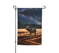 Alce nel prato Bandiera decorativa da giardino 30,5 x 45,7 cm, 100% fibra di poliestere, tessuto spesso, universale per tutte le stagioni