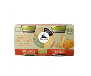 Alce Nero omogeneizzato Lenticchie Carote e Zucca Offerta 3 Confezioni da 2x80Gr