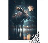 Alce Puzzle 1000 Pezzi Carta per Adulti Foresta Notturna Gioco di Puzzle 1000 Pezzi Relax Concentrazione Casa Regalo Serenità 70x50cm/1000pcs