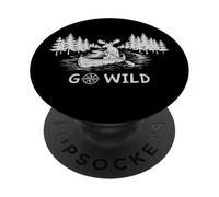 Alce selvaggio in canoa paddle foresta natura avventura escursionismo PopSockets PopGrip Adesivo