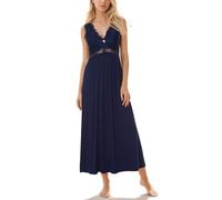 Alcea Rosea Camicia da Notte Donna Sexy da Pizzo a Collo a V Vestito da Notte a Maglia Elegante Indumenti da Notte Senza Maniche(Marina, Medium)