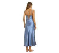 Alcea Rosea Camicie da Notte Seta in Raso di Sottoveste Donna Lunga Sexy Collo a V Vestito con Retro Cinturino Regolabile per Spaghetti Camicie Notte Donna(X-Mezzanotte Blu, L)