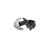 Alchemy Anello lunatico England - Gioielli con Pipistrello Vampiro Gotico e Luna Crescente, Grigio, Q-T