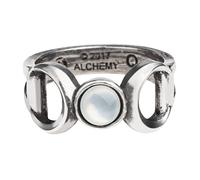 Alchemy Di Inghilterra Gotico Triplo Divinità Crescent Luna Occulto Perla Anello