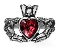 Alchemy Gothic Anello Claddagh Con Scheletri Cuore In Cristallo R210
