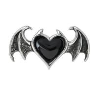 Alchemy Gothic Anello Nero Cuore Demone In Pewter, Fine, R240
