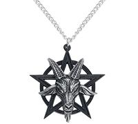 Alchemy Gothic Ciondolo Baphomet Uomo Collana Nero/Argento, One Size, Peltro