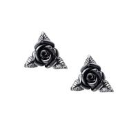 Alchemy Gothic Black Rose Ear Studs Donna Set di Orecchini Nero/Argento Peltro Non Specificato