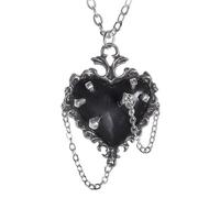 Alchemy Gothic Ciondolo Cuore Nero Intrecciato Con Spille Punte Catena P855