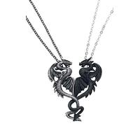 Alchemy Gothic Draconic Tryst Unisex Collana Nero/Argento, Peltro, senza pietra