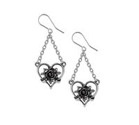 Alchemy Orecchini England Heart of Blackness - Ciondoli a Forma di Cuore di Rosa, Gioielli Punk