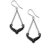 Alchemy Gothic Orecchini Pendenti Catenella Corvo Nero con Chiusura ad Amo E478