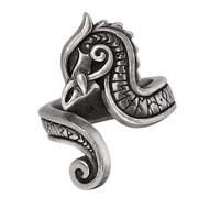 Alchemy Gothic R252 Anello Wrap Unisex Drago Fafnirok Viking In Peltro Argento