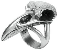 Alchemy Gothic Raven Skull Donna Anello colore argento M peltro