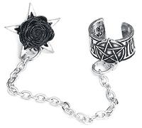Alchemy Gothic Rosa Nocta Earcuff Donna Orecchino con Clip Colore Argento Peltro Non Specificato