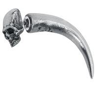 Alchemy Gothic Tomb Skull Horn Unisex Orecchino con perno colore argento peltro