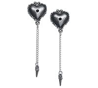 Alchemy Gothic Witches Heart Donna Set di Orecchini Colore Argento Peltro